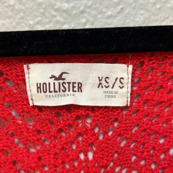 Hollister Red Open Knit Pointelle Short Sleeve Slouchy Sweater Top, size XS/S - Picture 2 of 7